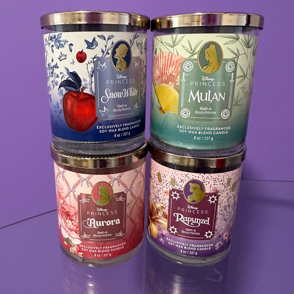 Bath & Body Works Disney Princess Candle Collection Set Of 4